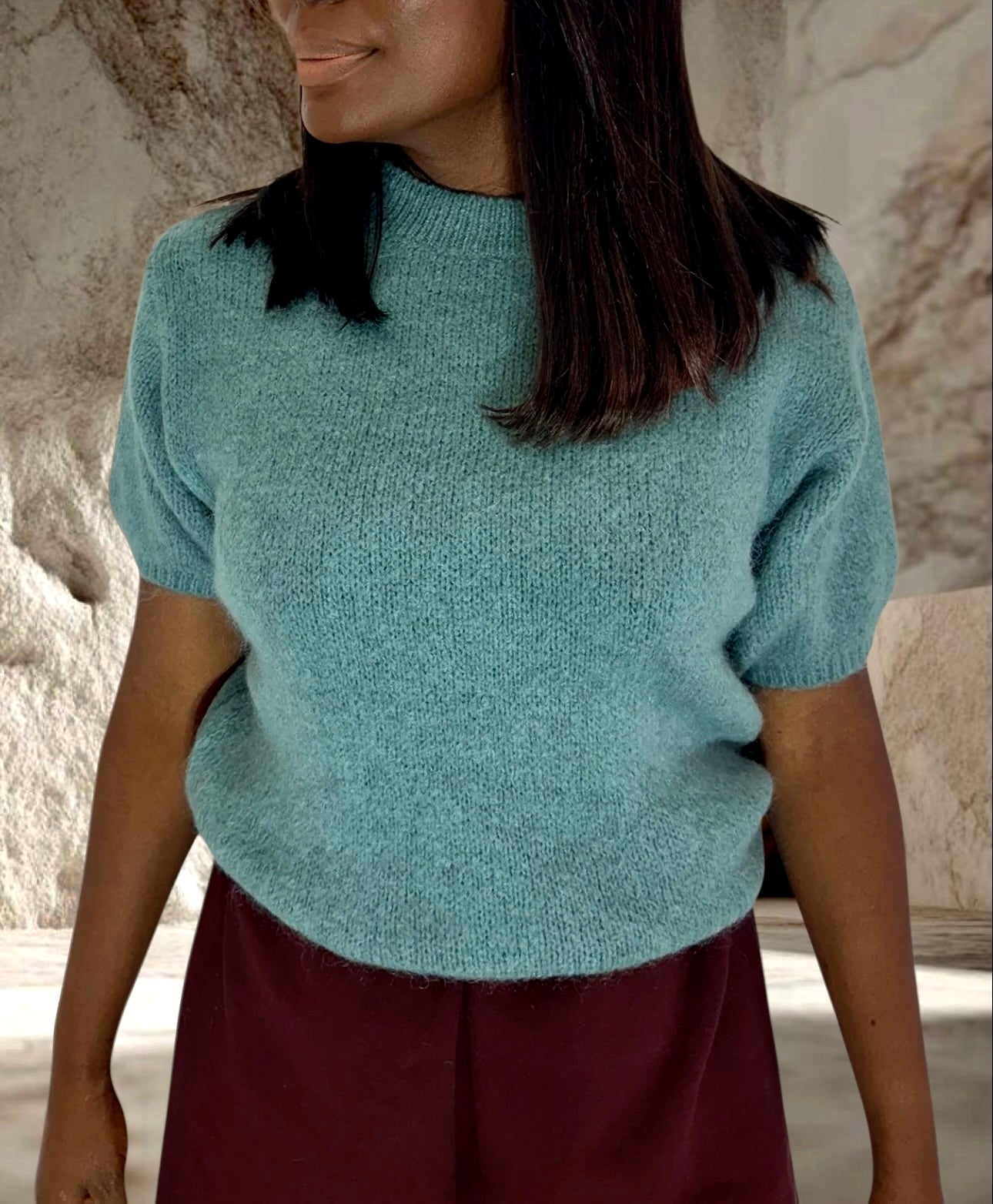 PULL MOHAIR VERT AMANDE