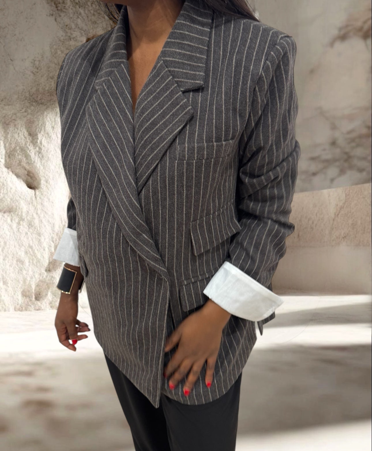 BLAZER RAYURES MARRON BORDEAUX