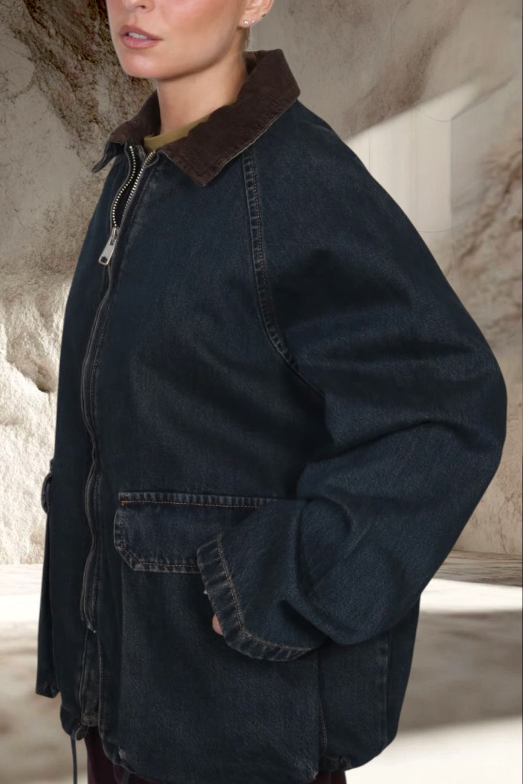 VESTE DENIM COL COTELÉ