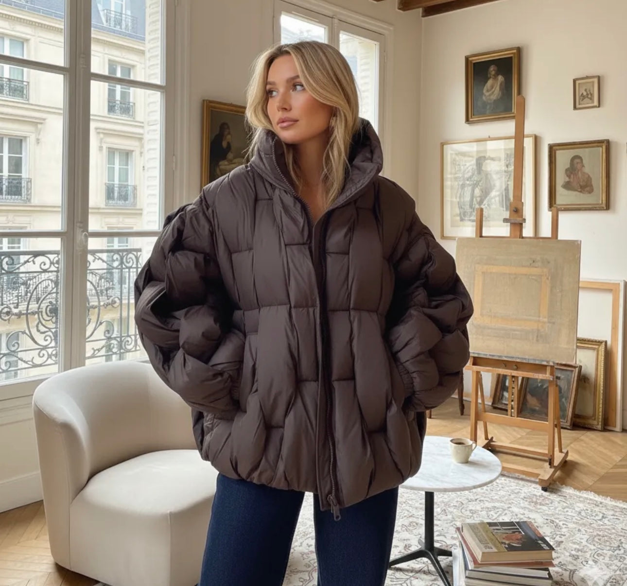 DOUDOUNE TRESSÉE MARRON