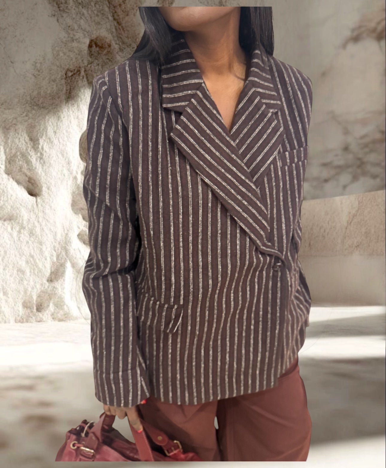 BLAZER RAYURES MARRON BORDEAUX