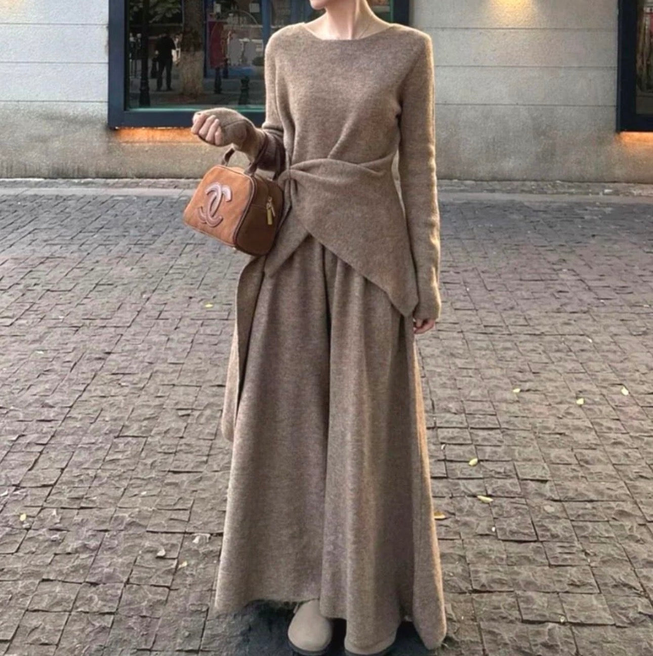 ENSEMBLE COSY ASYMÉTRIQUE TAUPE
