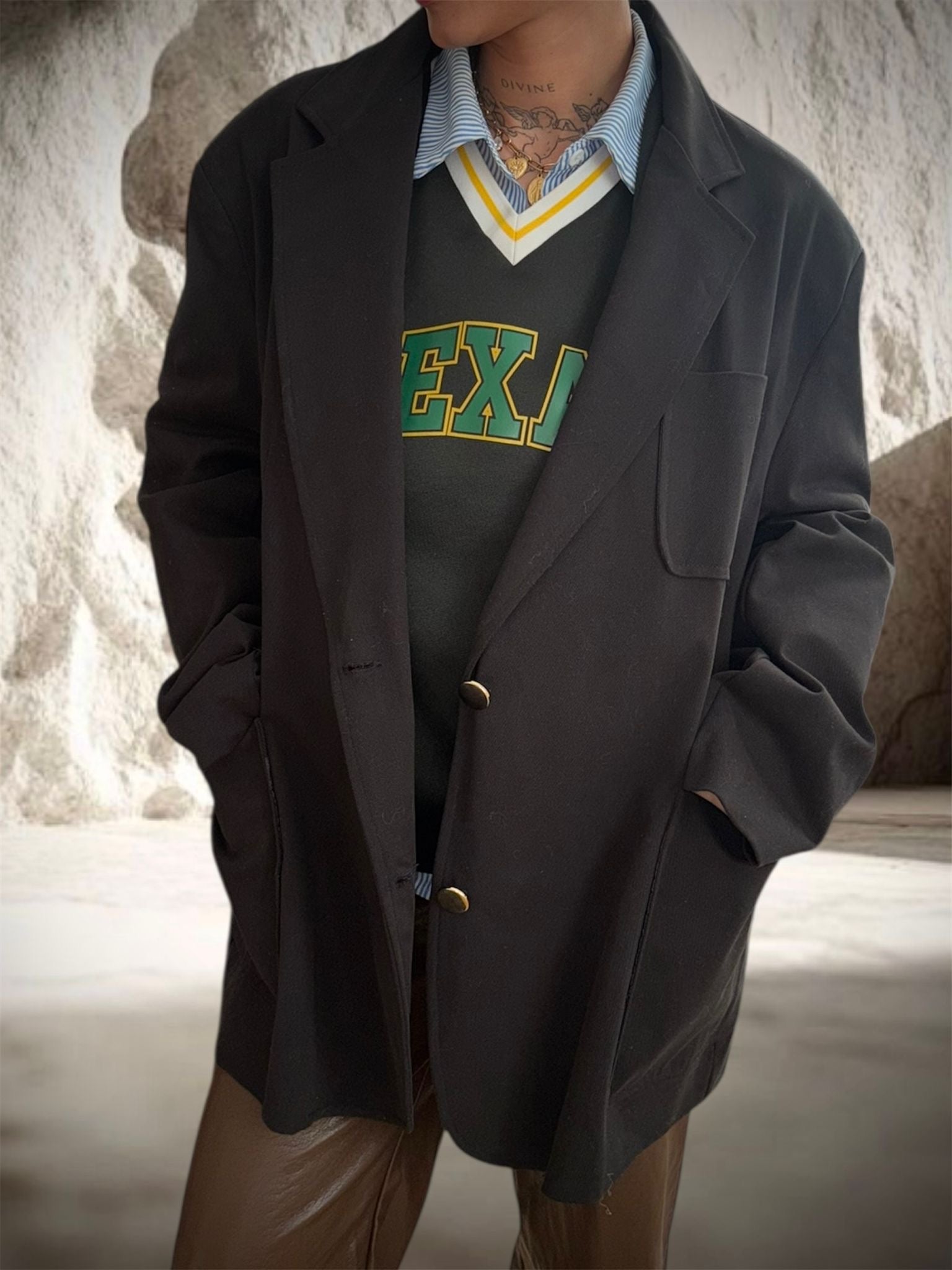 BLAZER TRÈS OVERSIZE NOIR