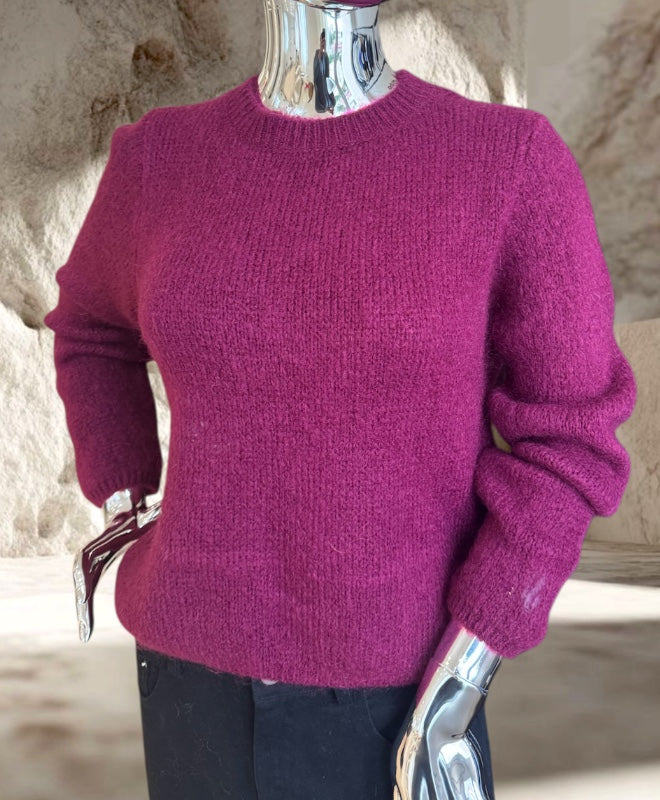 PULL MOHAIR MANCHE LONGUE BORDEAUX