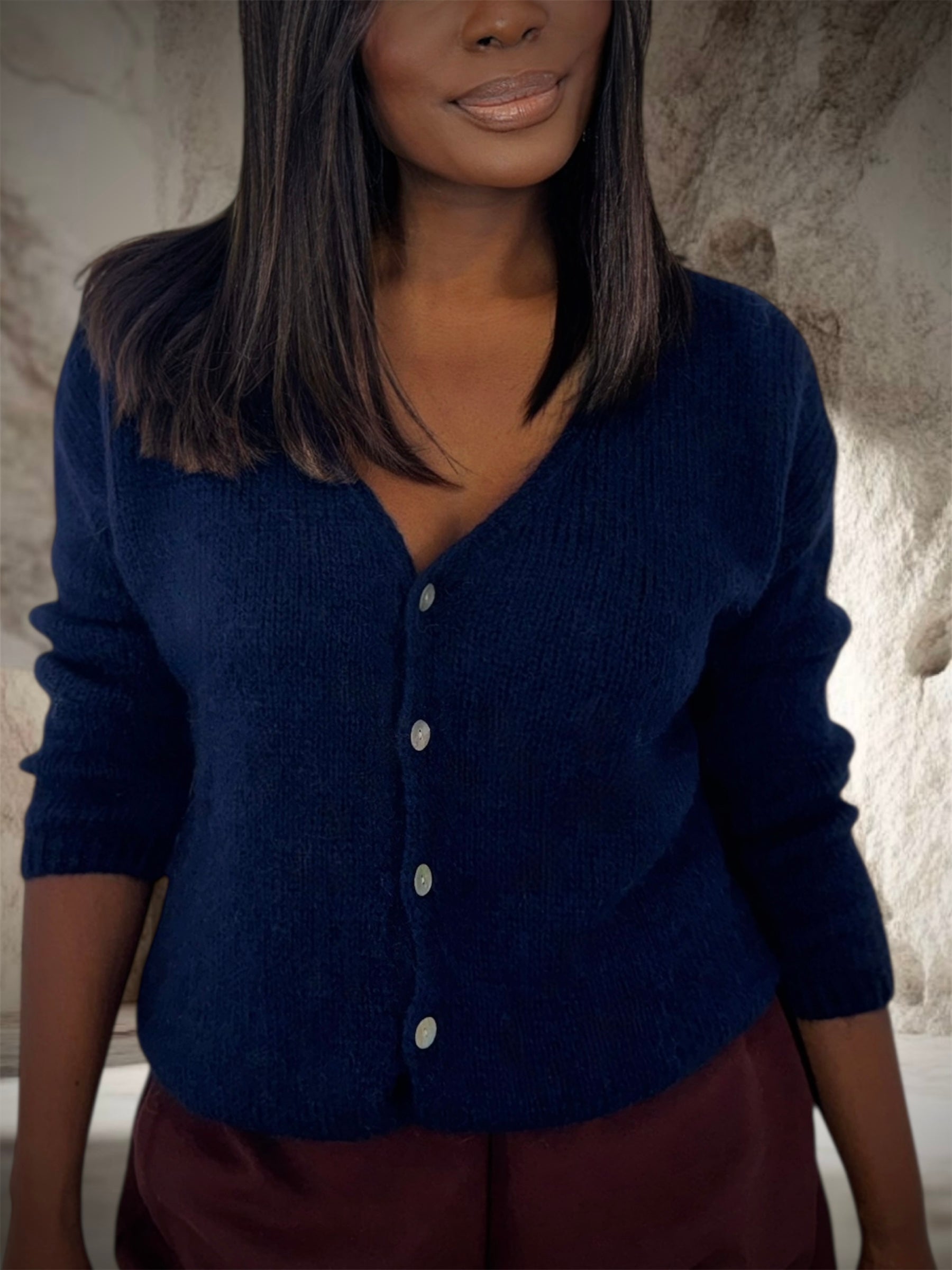 GILET MOHAIR BLEU MARINE