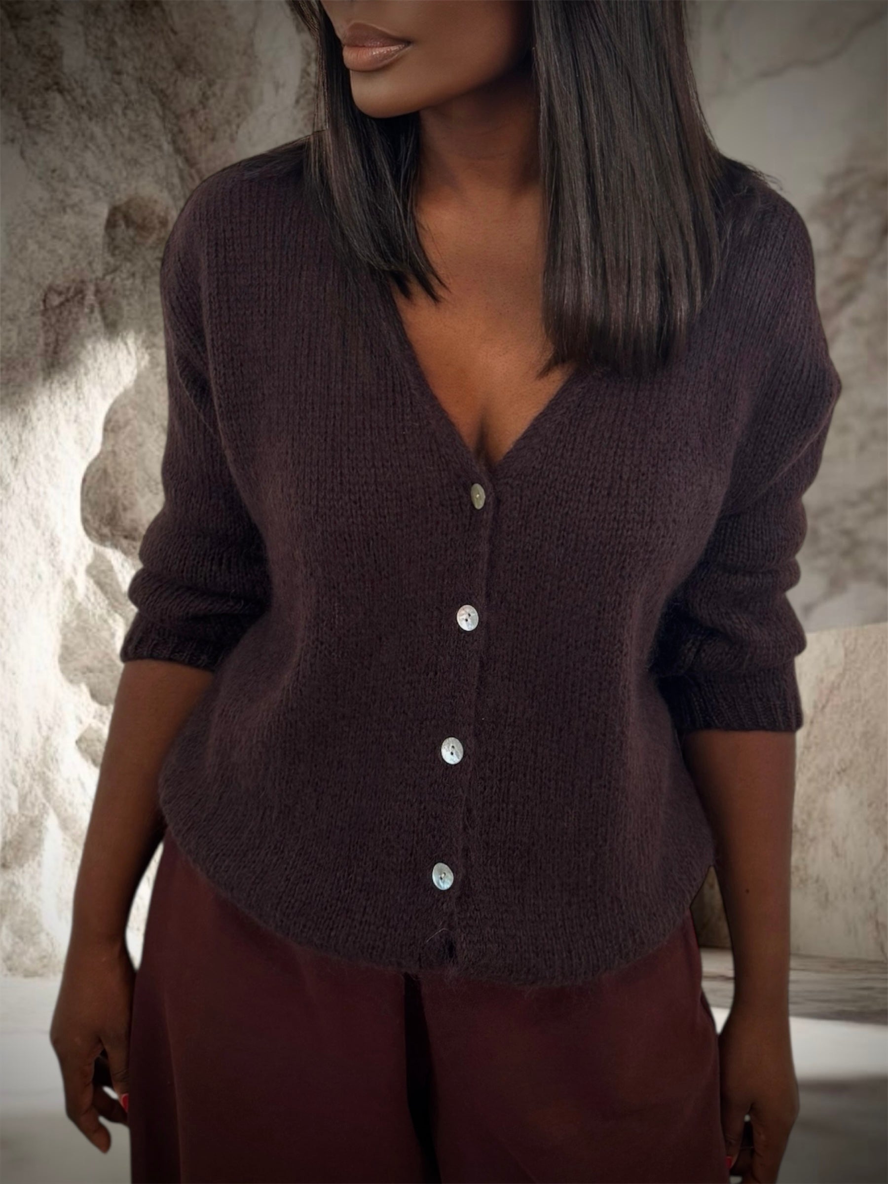 GILET MOHAIR MARRON