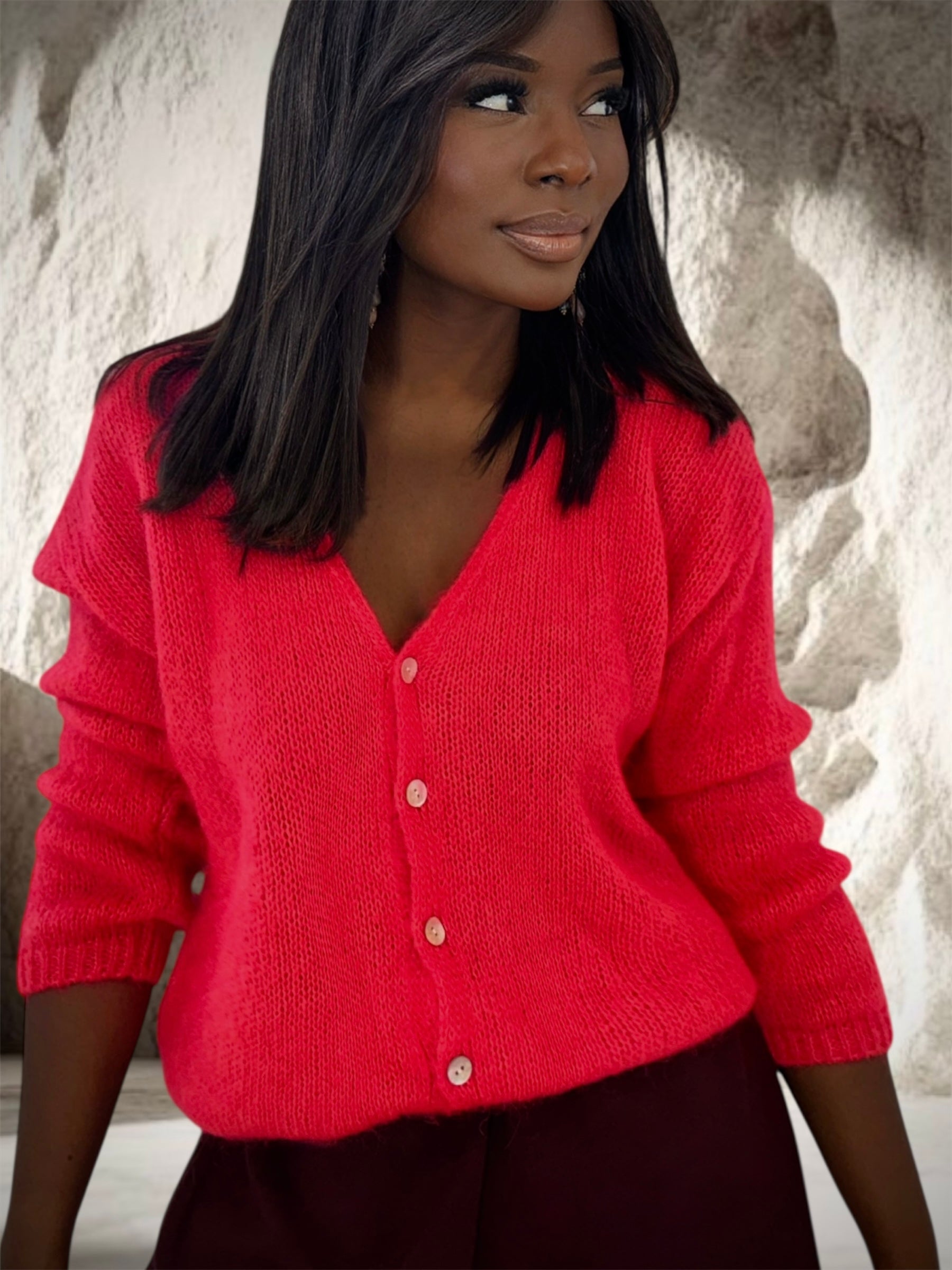 GILET MOHAIR CORAIL