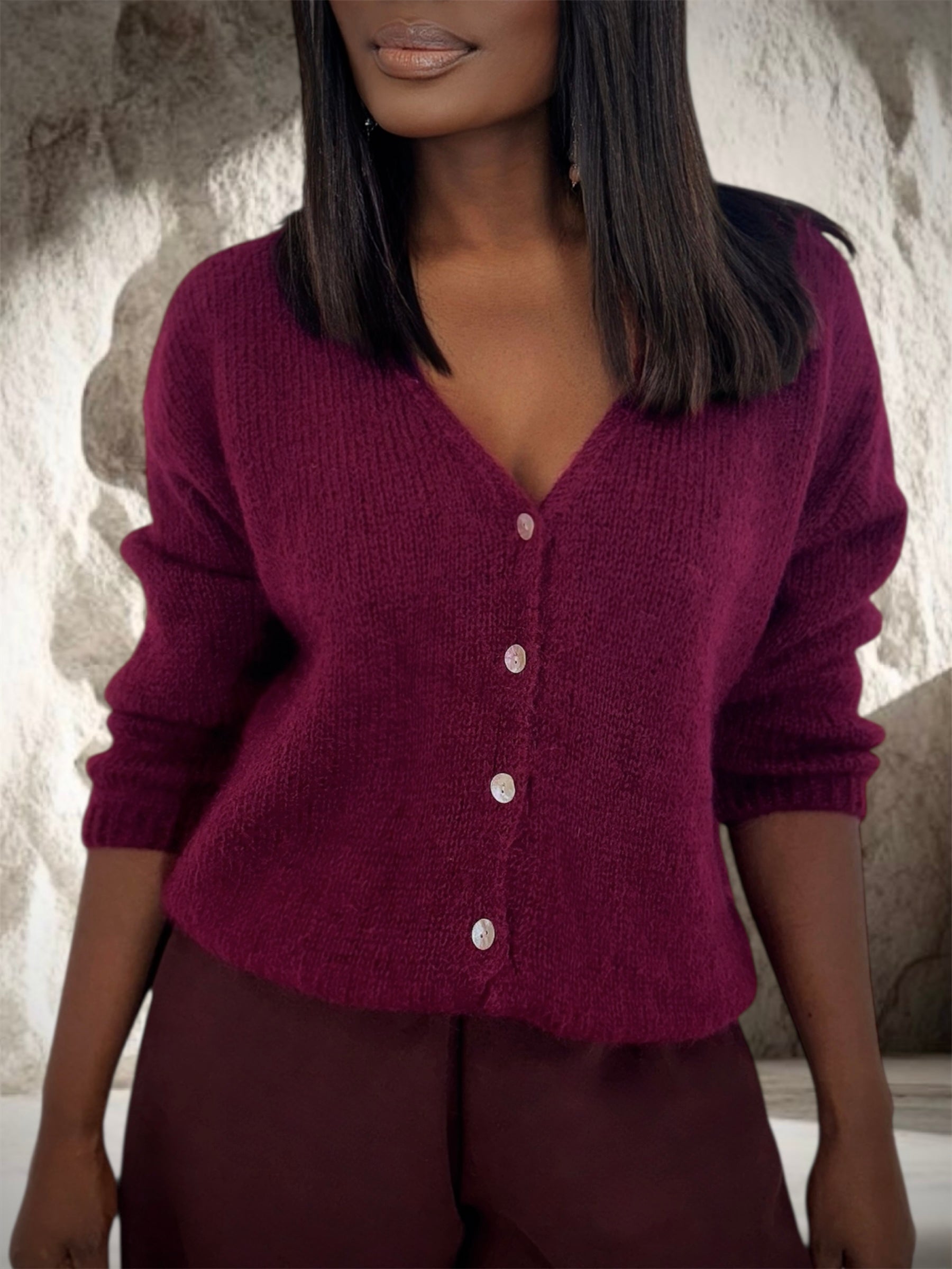 GILET MOHAIR BORDEAUX