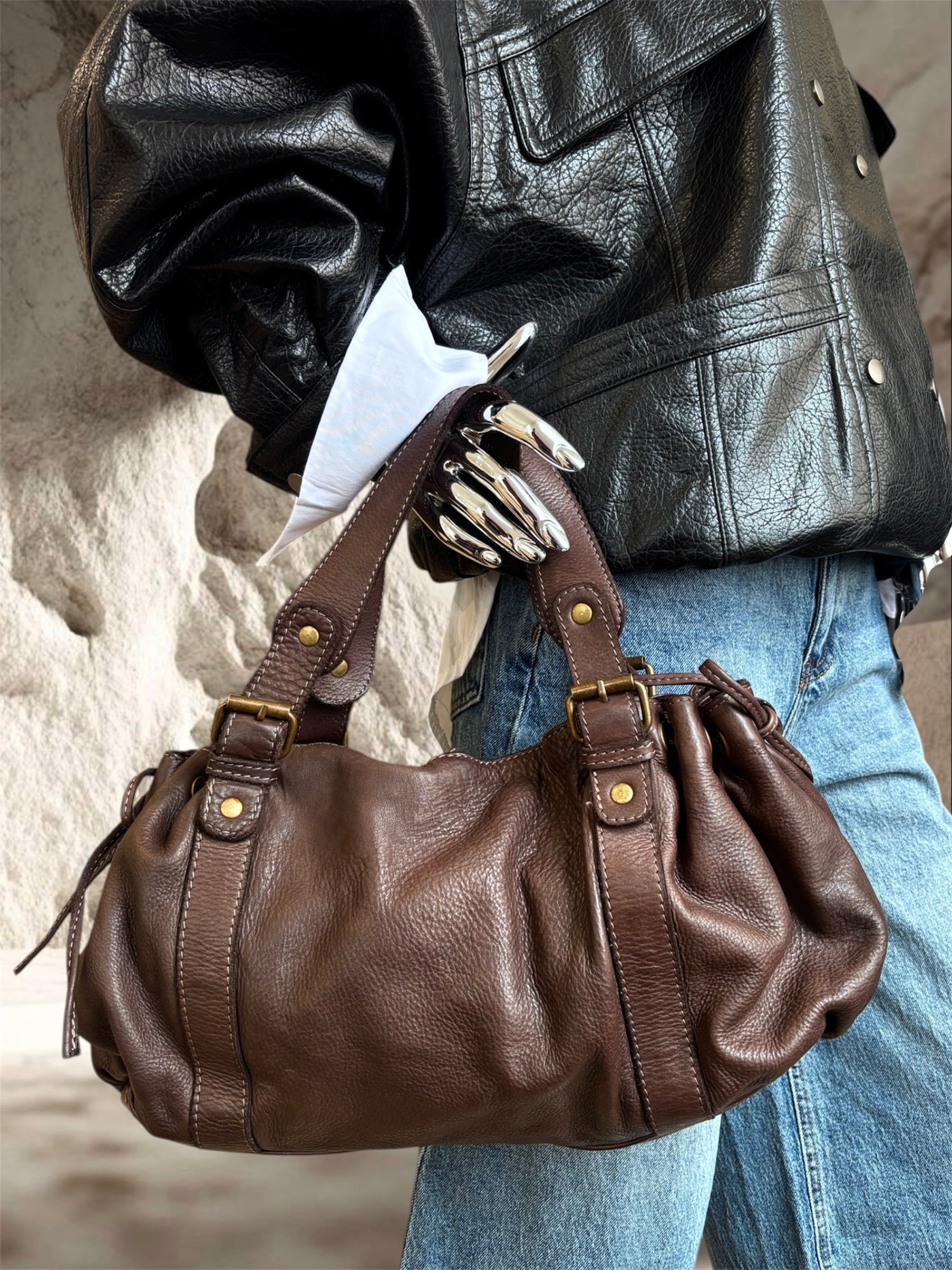 SAC EN CUIR MARRON