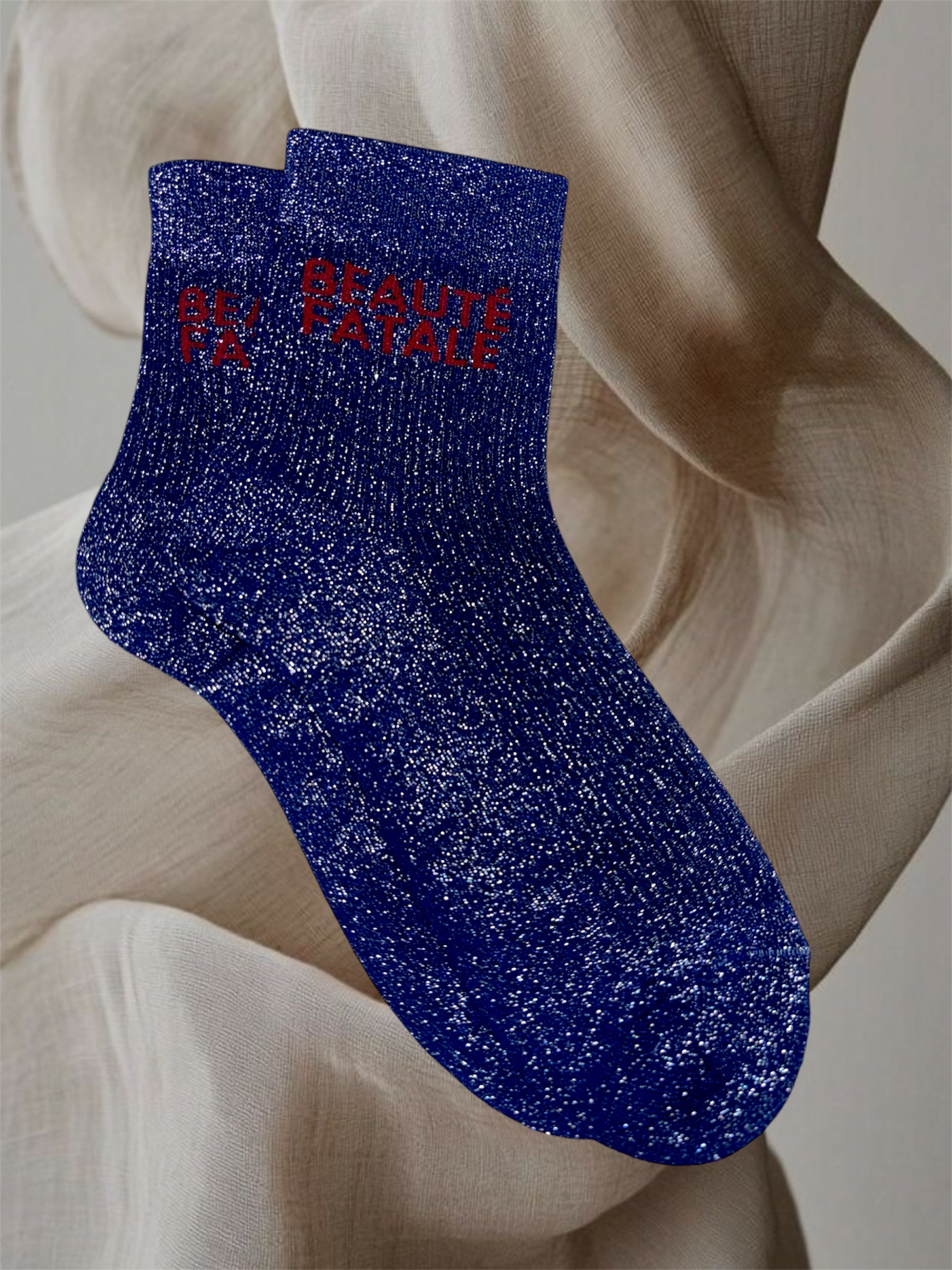 CHAUSSETTES PAILLETTES BEAUTÉ FATALE BLEU