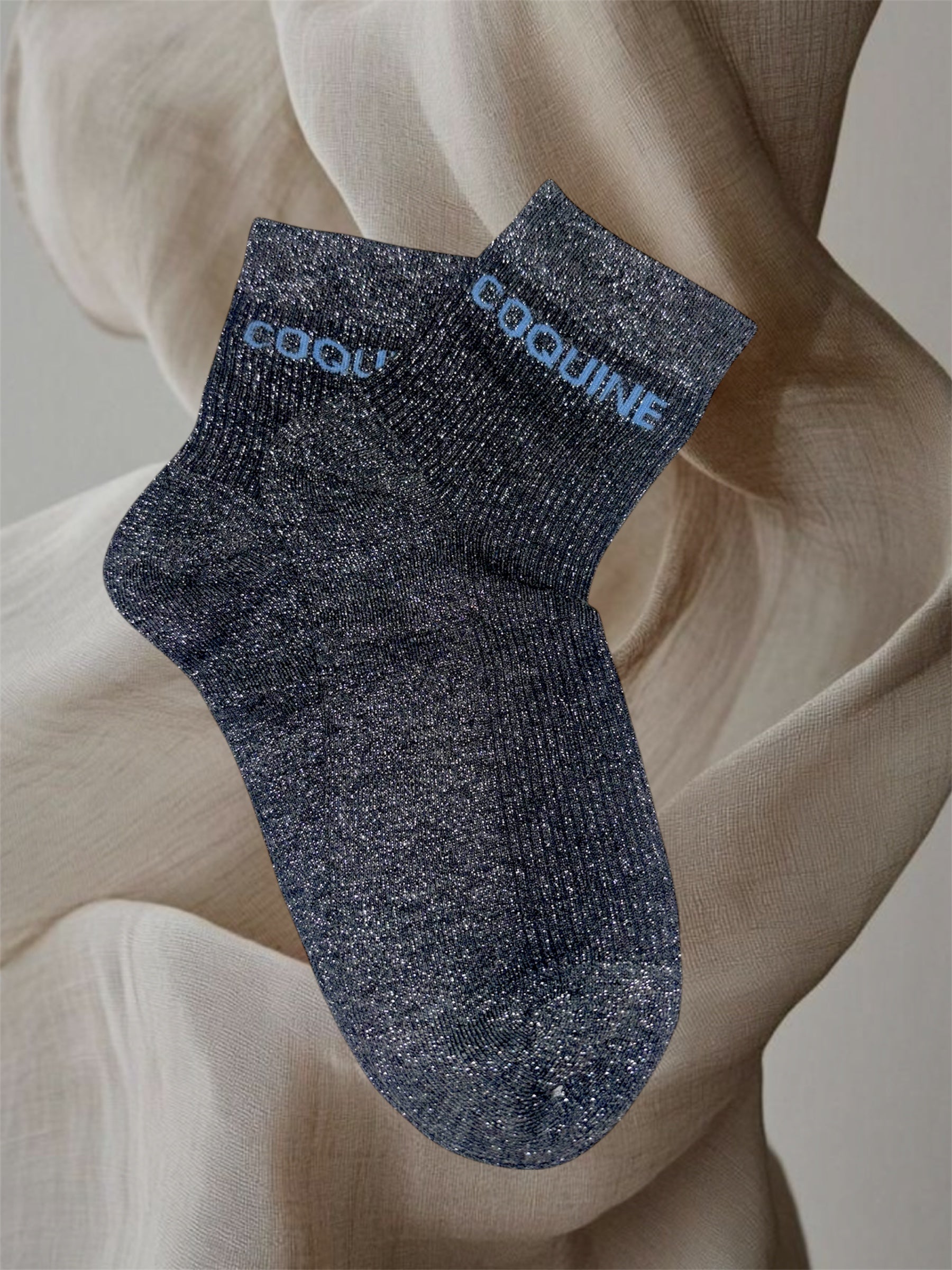 CHAUSSETTES PAILLETTES COQUINE GRISE