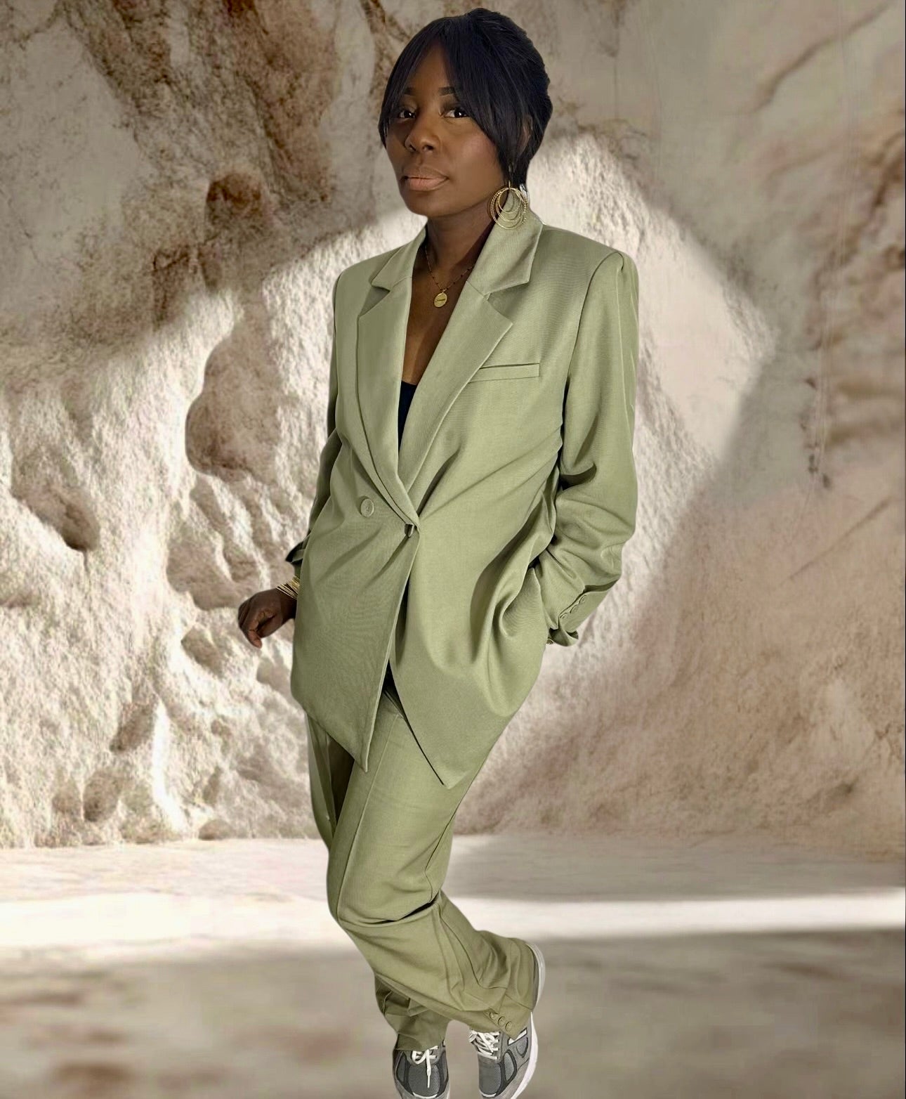 PANTALON BOUTON BAS TILLEUL