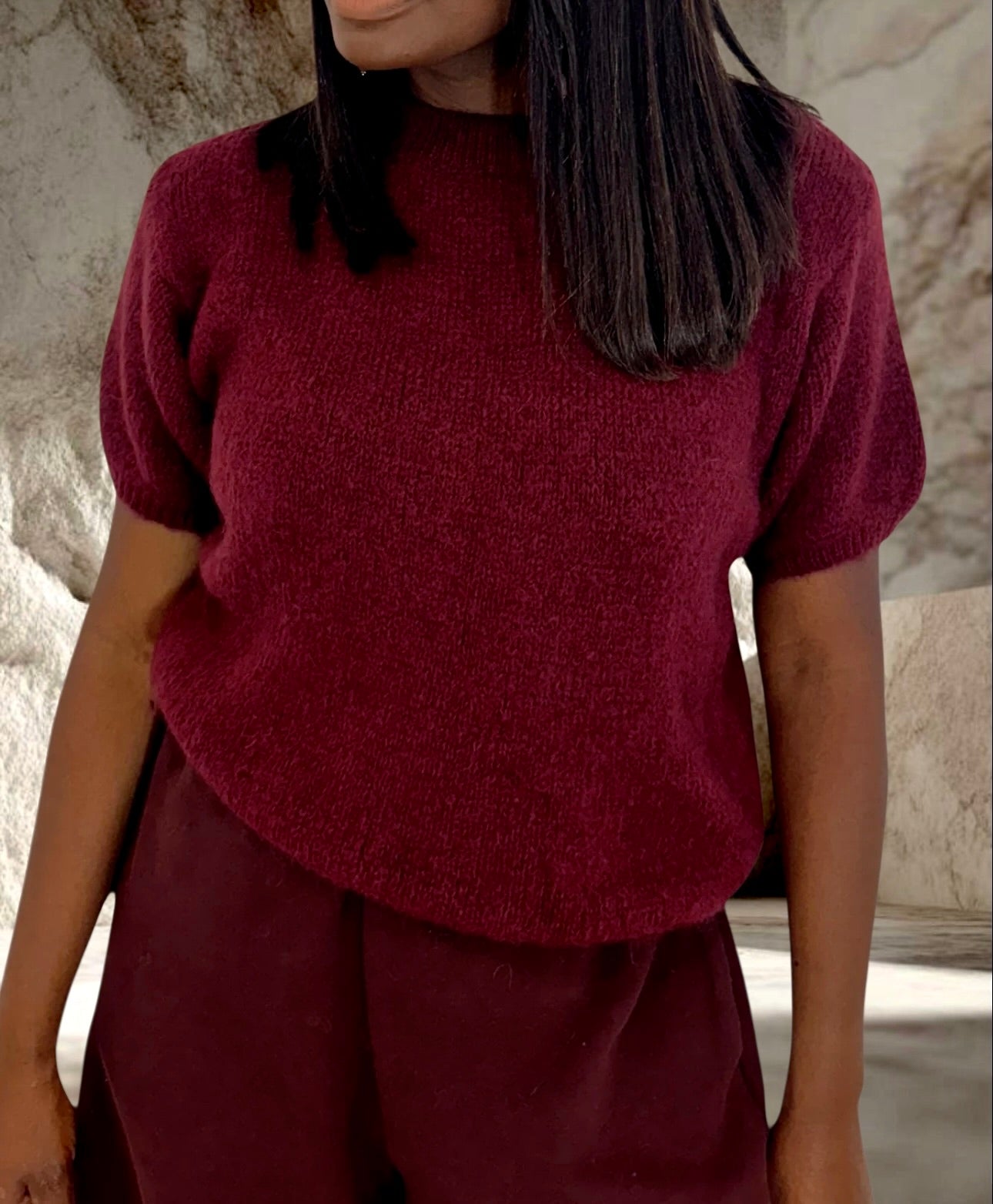 PULL MOHAIR BORDEAUX