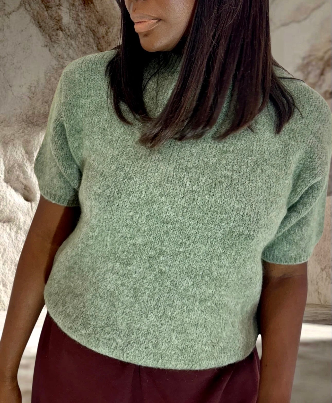 PULL MOHAIR VERT CHINÉ