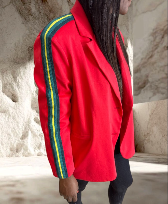 BLAZER ROUGE BANDE COLORER OVERSIZE