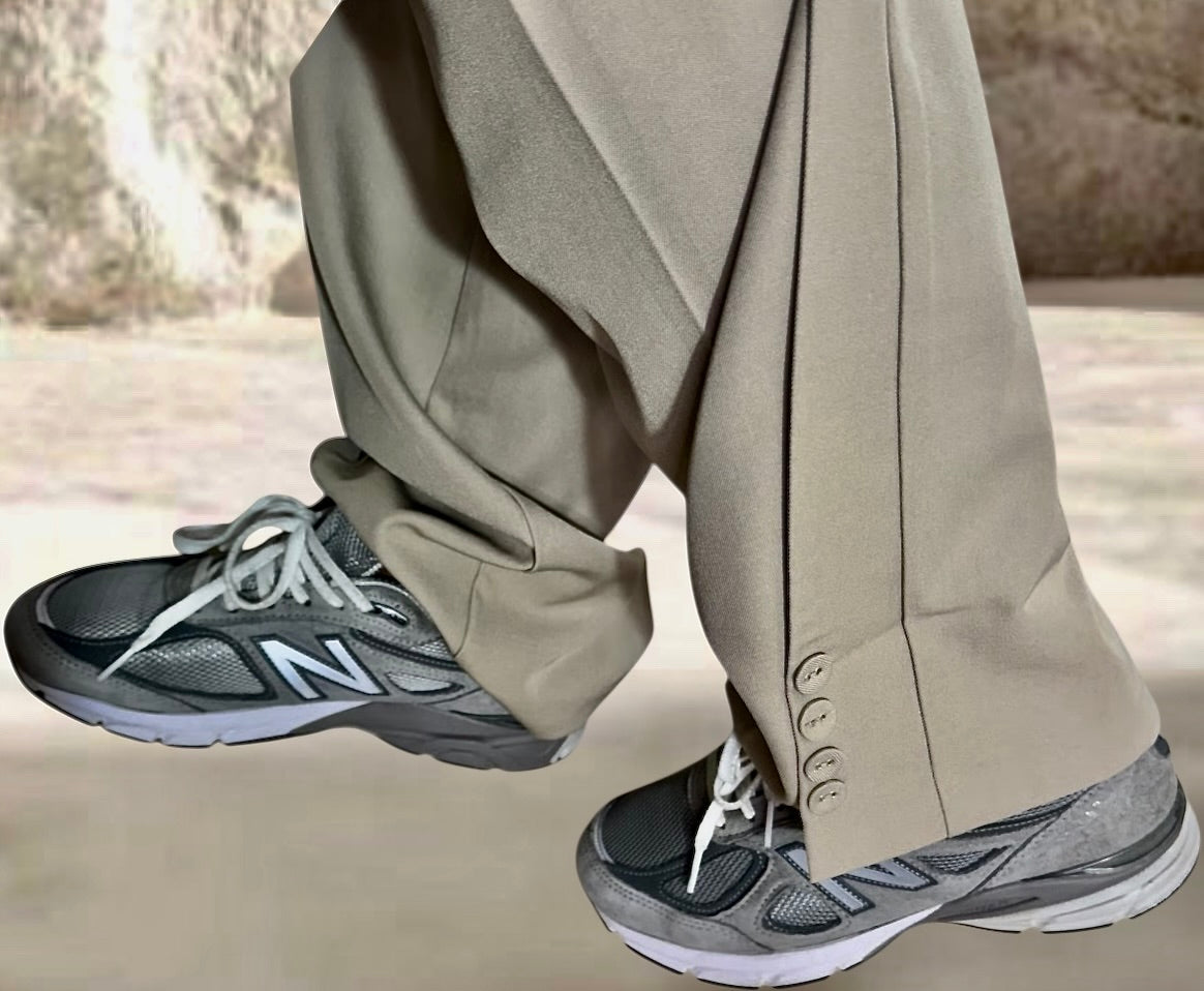 PANTALON BOUTON BAS BEIGE