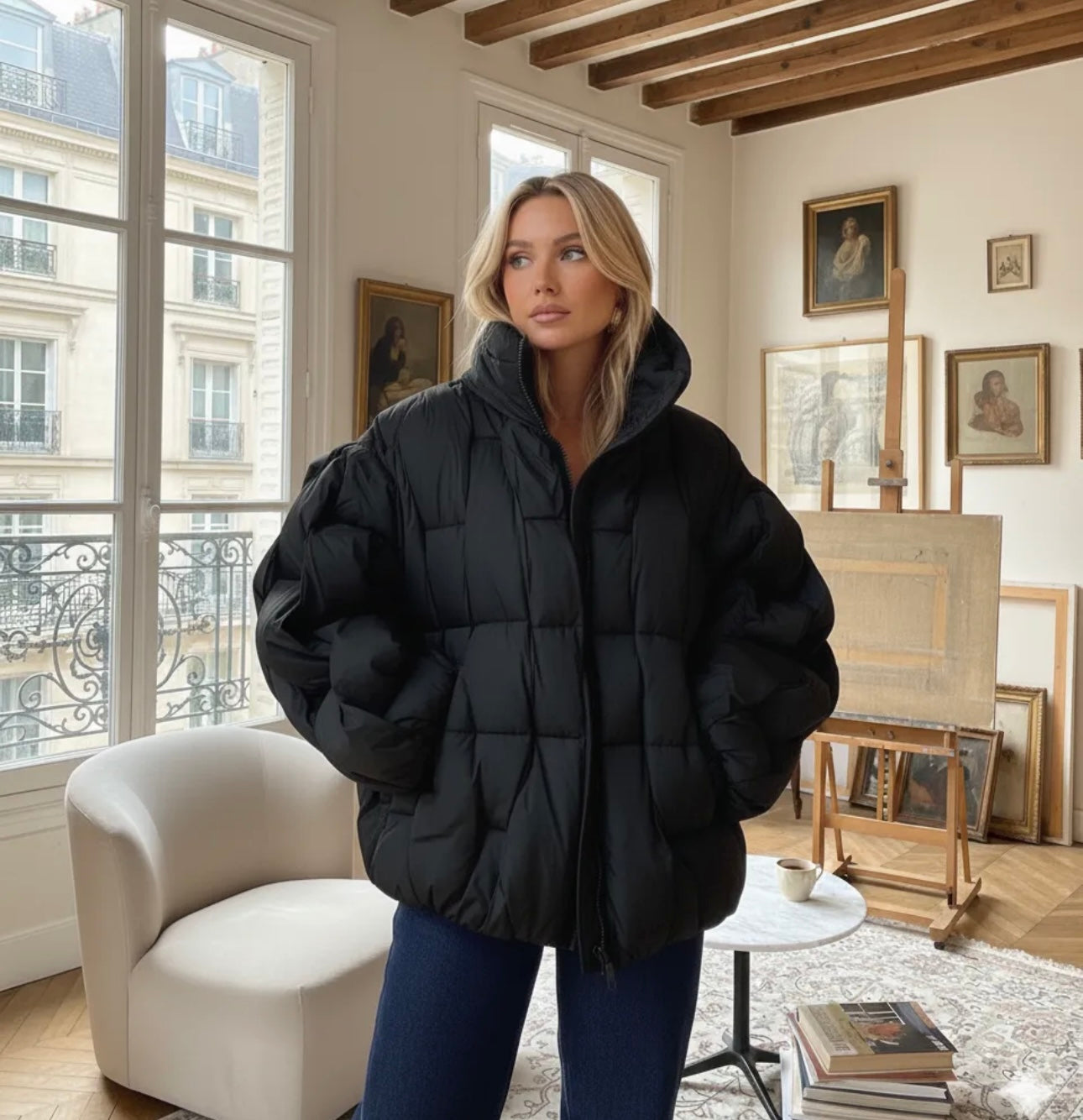 DOUDOUNE TRESSÉE NOIR