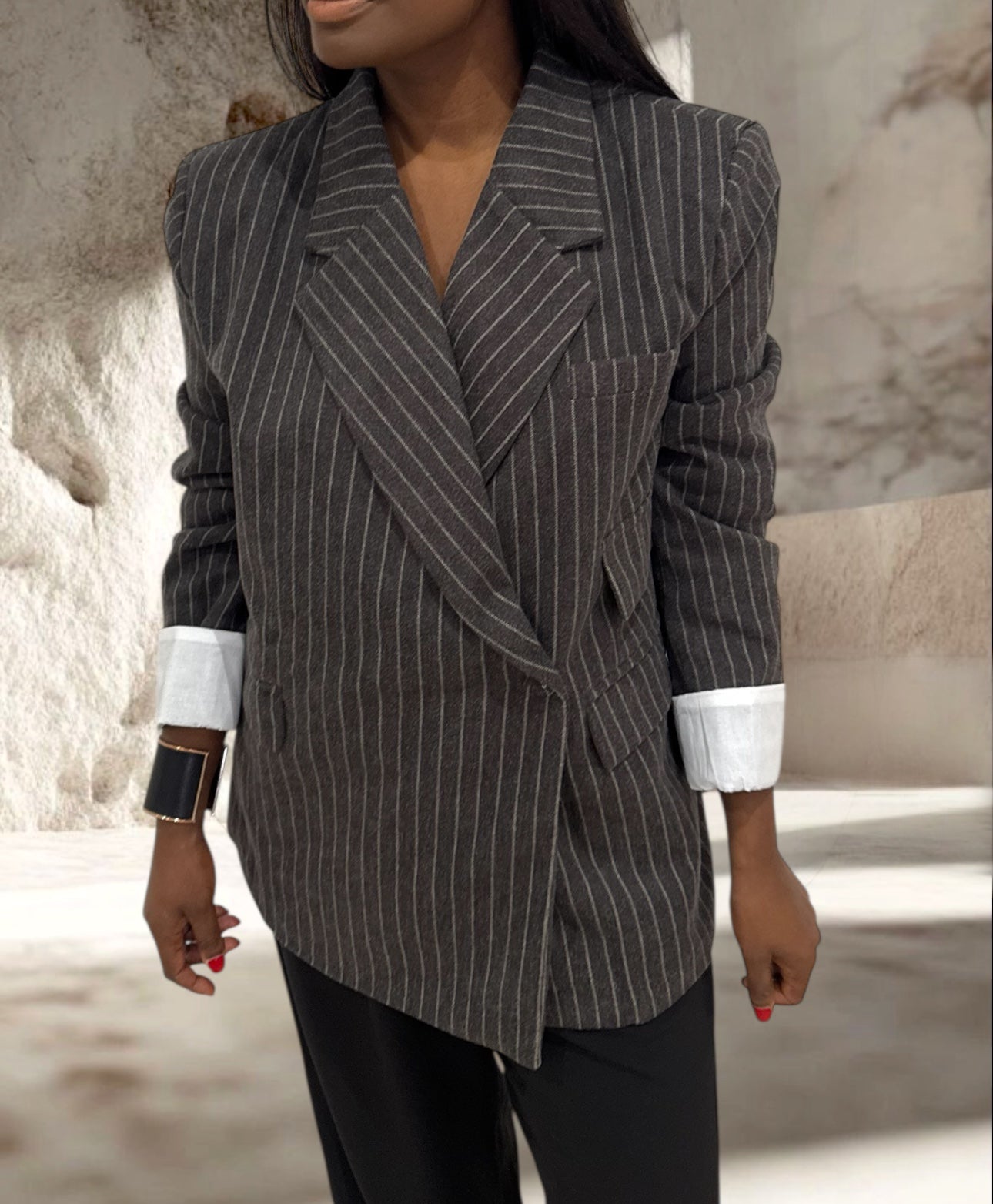 BLAZER RAYURES MARRON BORDEAUX