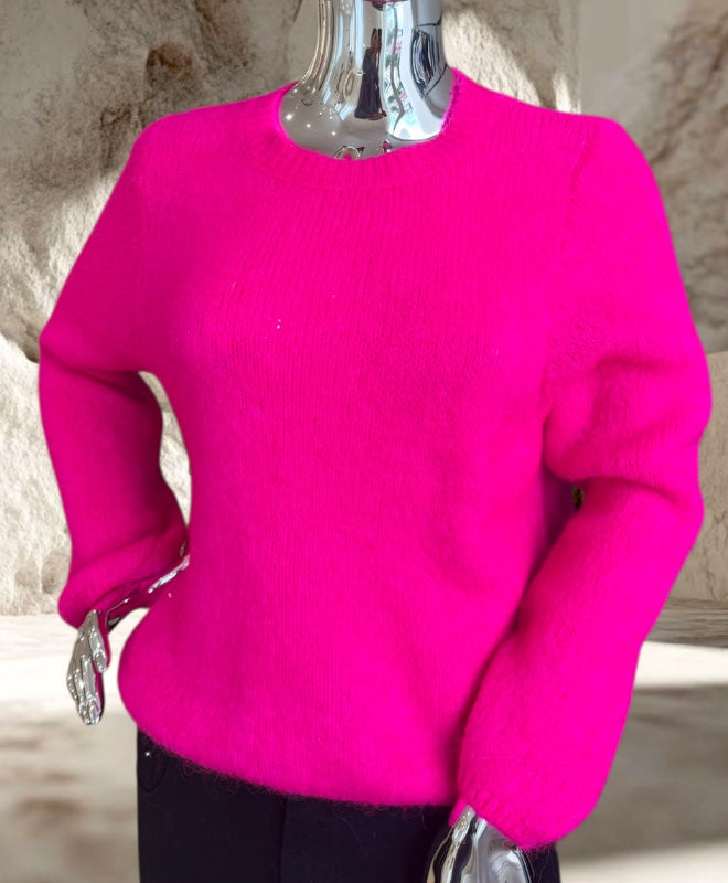 PULL MOHAIR MANCHE LONGUE FUSHIA