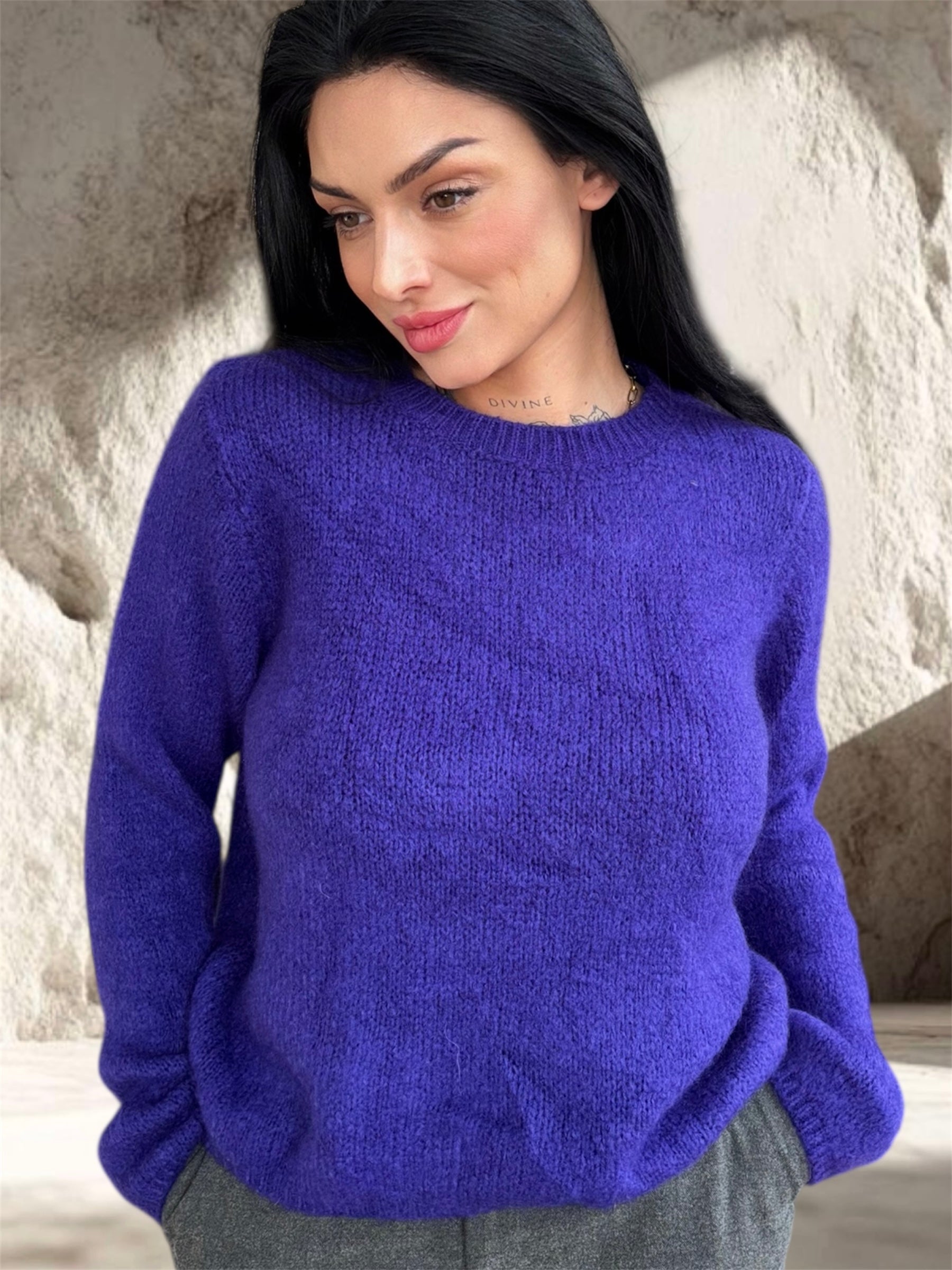 PULL MOHAIR MANCHE LONGUE  VIOLET
