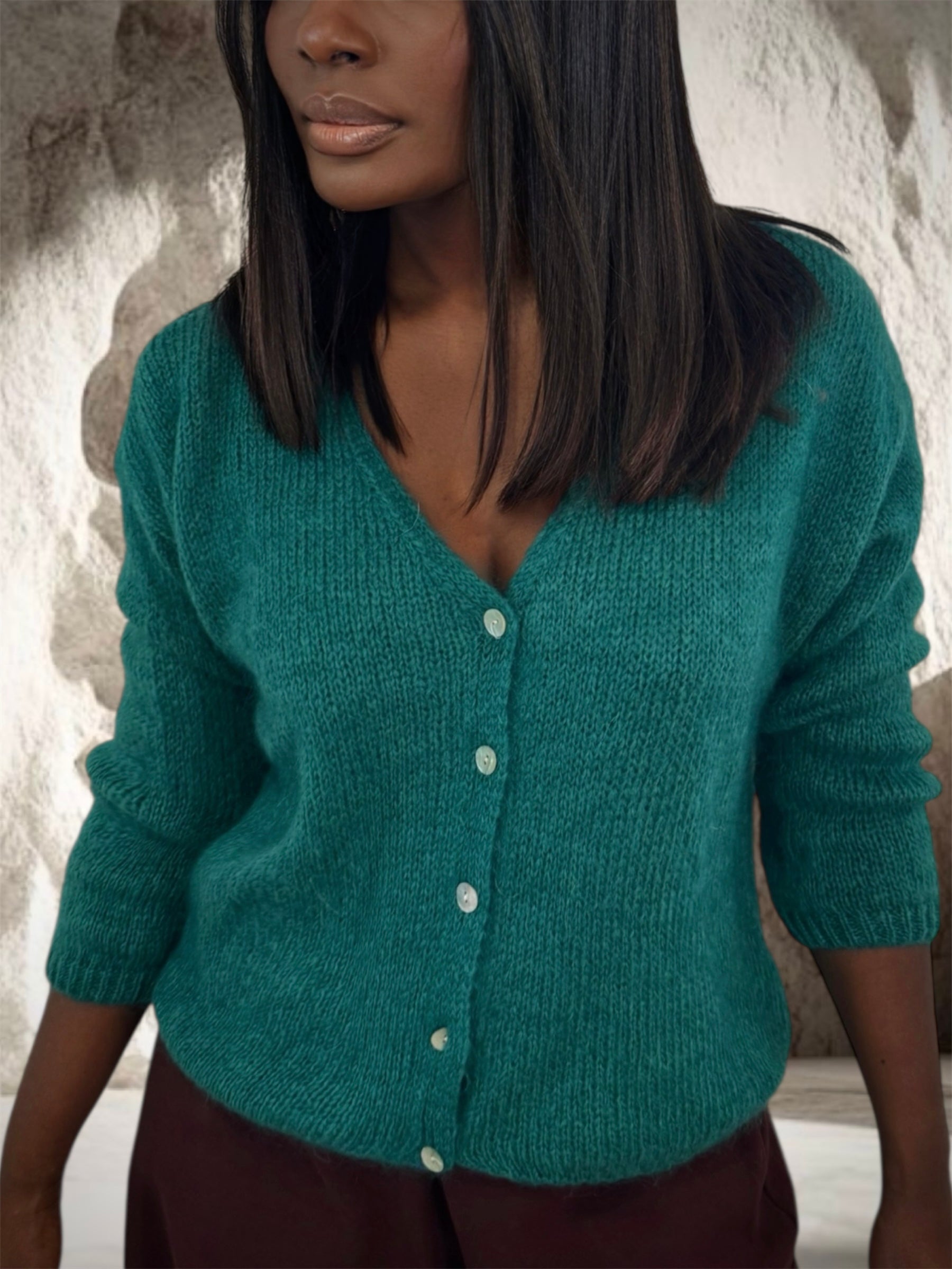 GILET MOHAIR VERT SAPIN