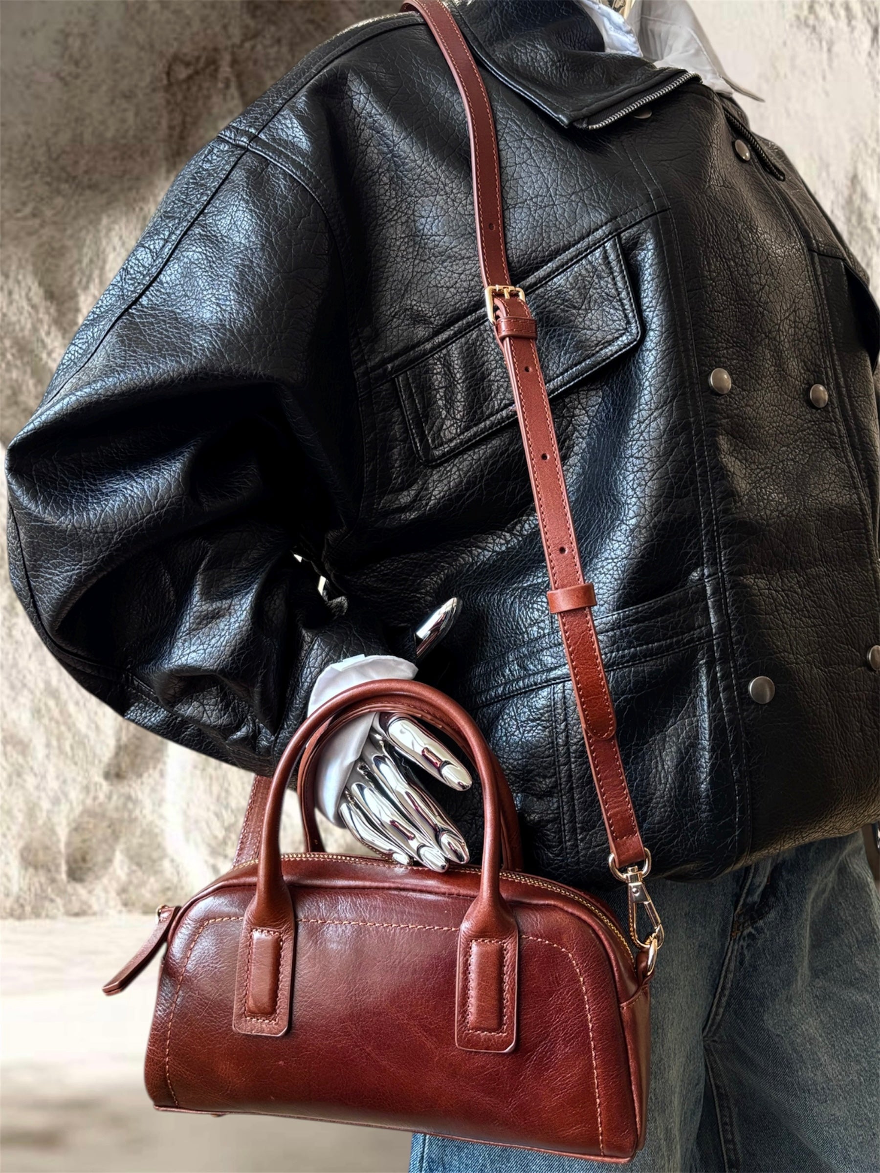 SAC EN CUIR VACHETTE INSPI CAMEL