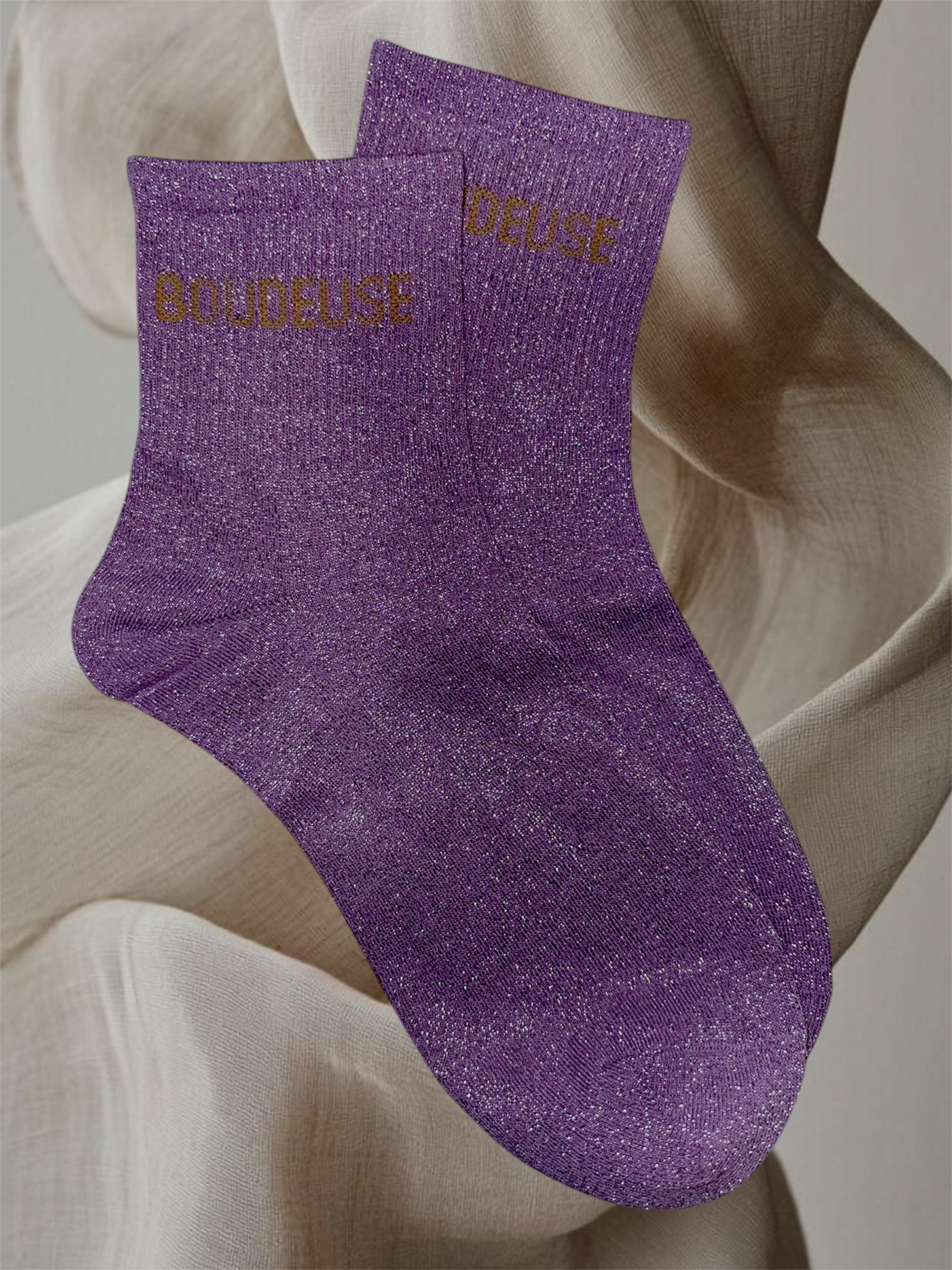 CHAUSSETTES PAILLETTES BOUDEUSE VIOLETTE