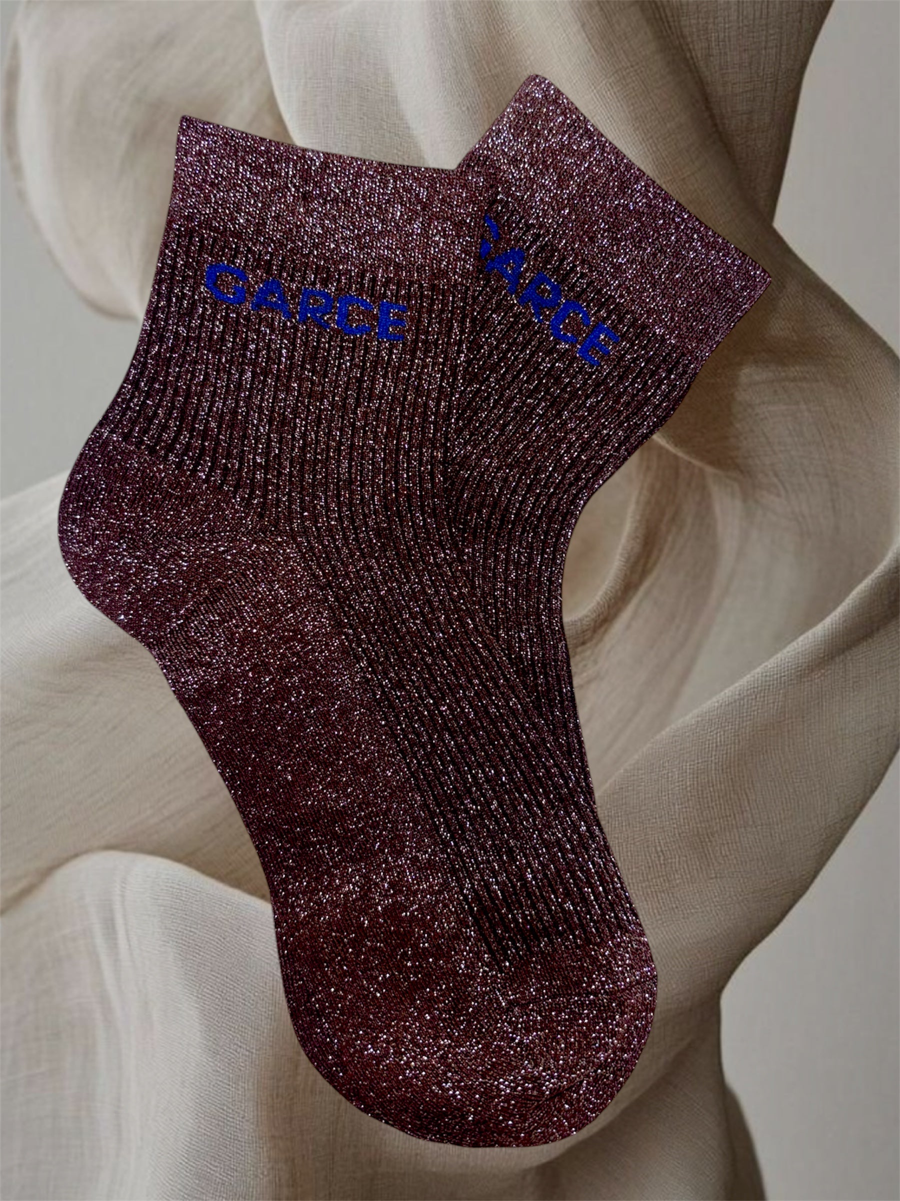 CHAUSSETTES PAILLETTES GARCE MARRON