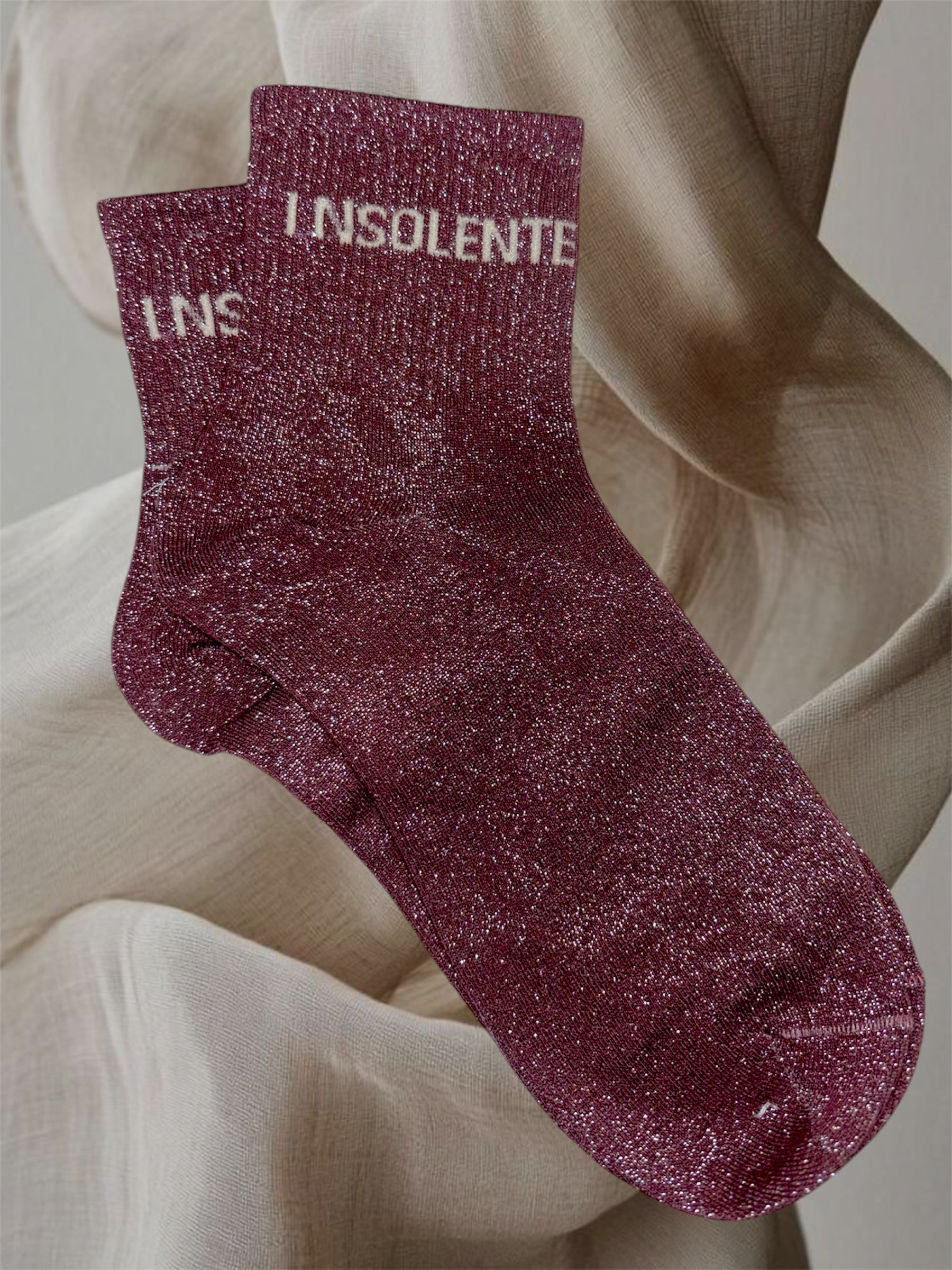CHAUSSETTES PAILLETTES INSOLENTE ROSE