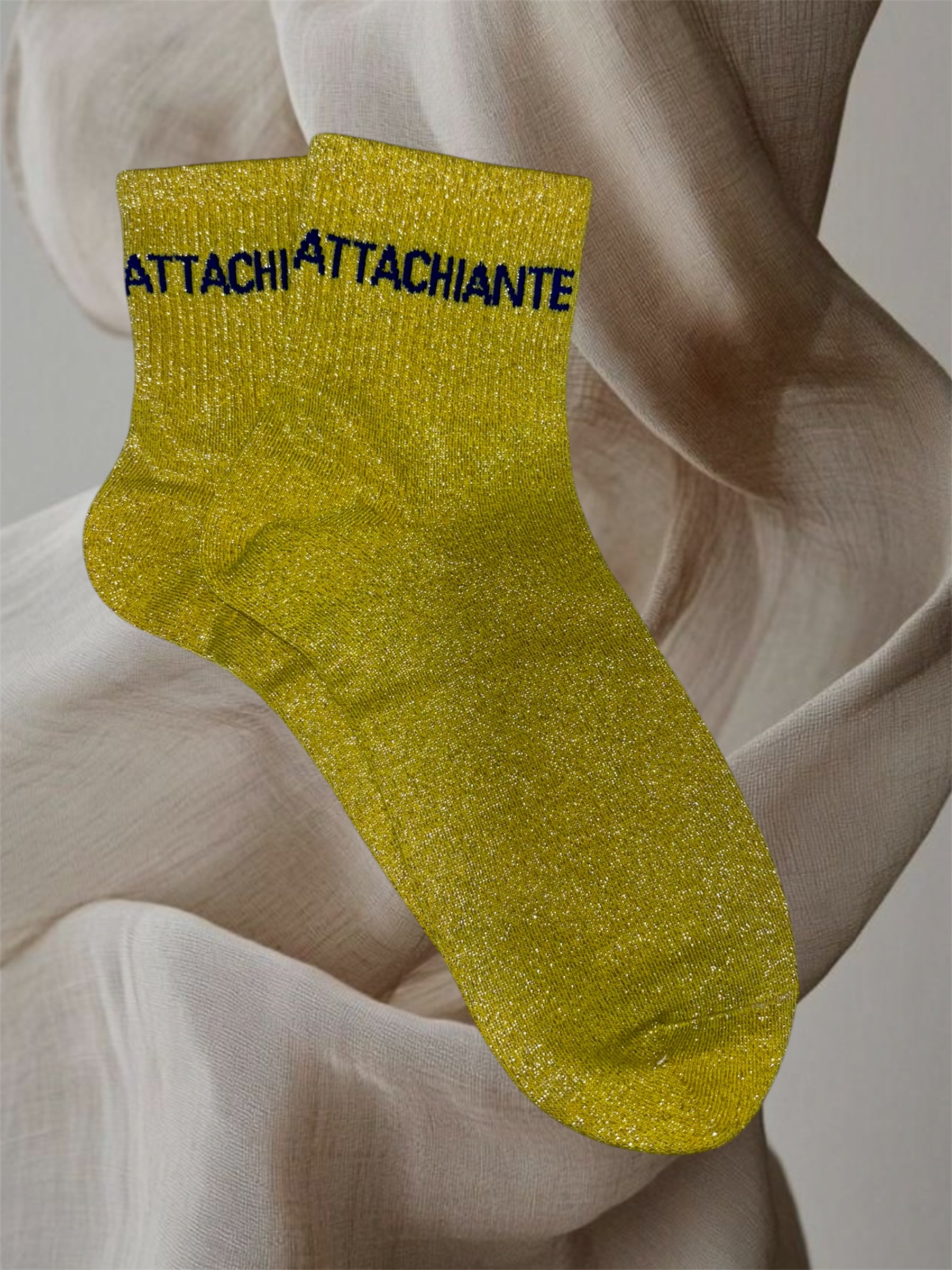 CHAUSSETTES PAILLETTES ATTACHIANTE JAUNE