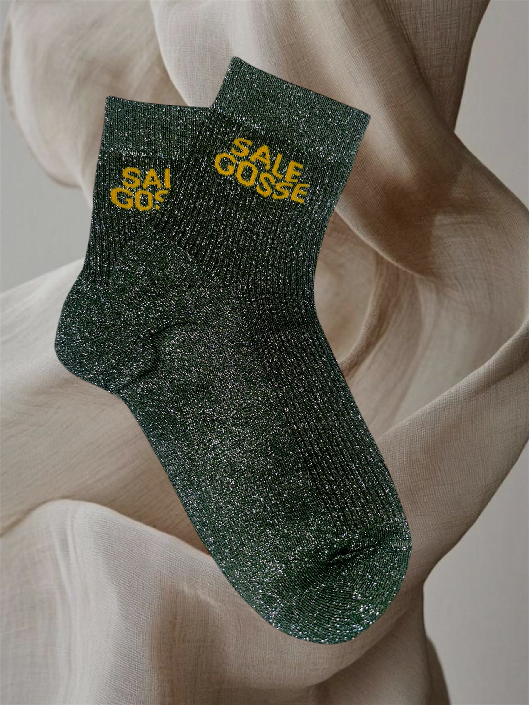 CHAUSSETTES PAILLETTES SALE GOSSE VERTE