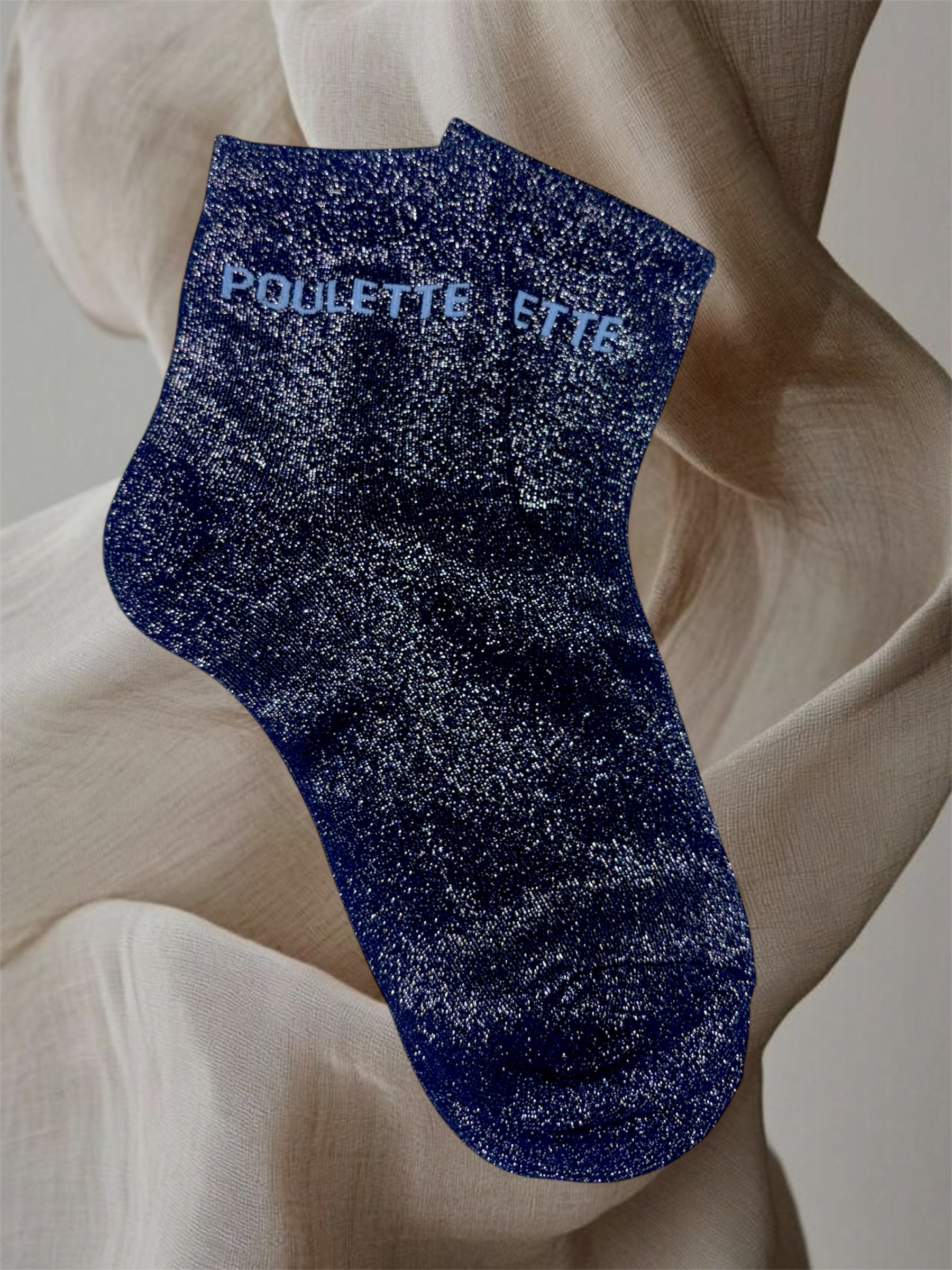 CHAUSSETTES PAILLETTES POULETTE BLEU