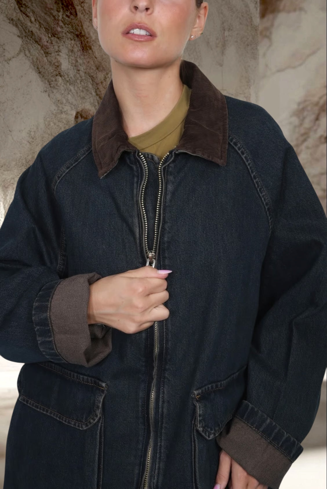 VESTE DENIM COL COTELÉ