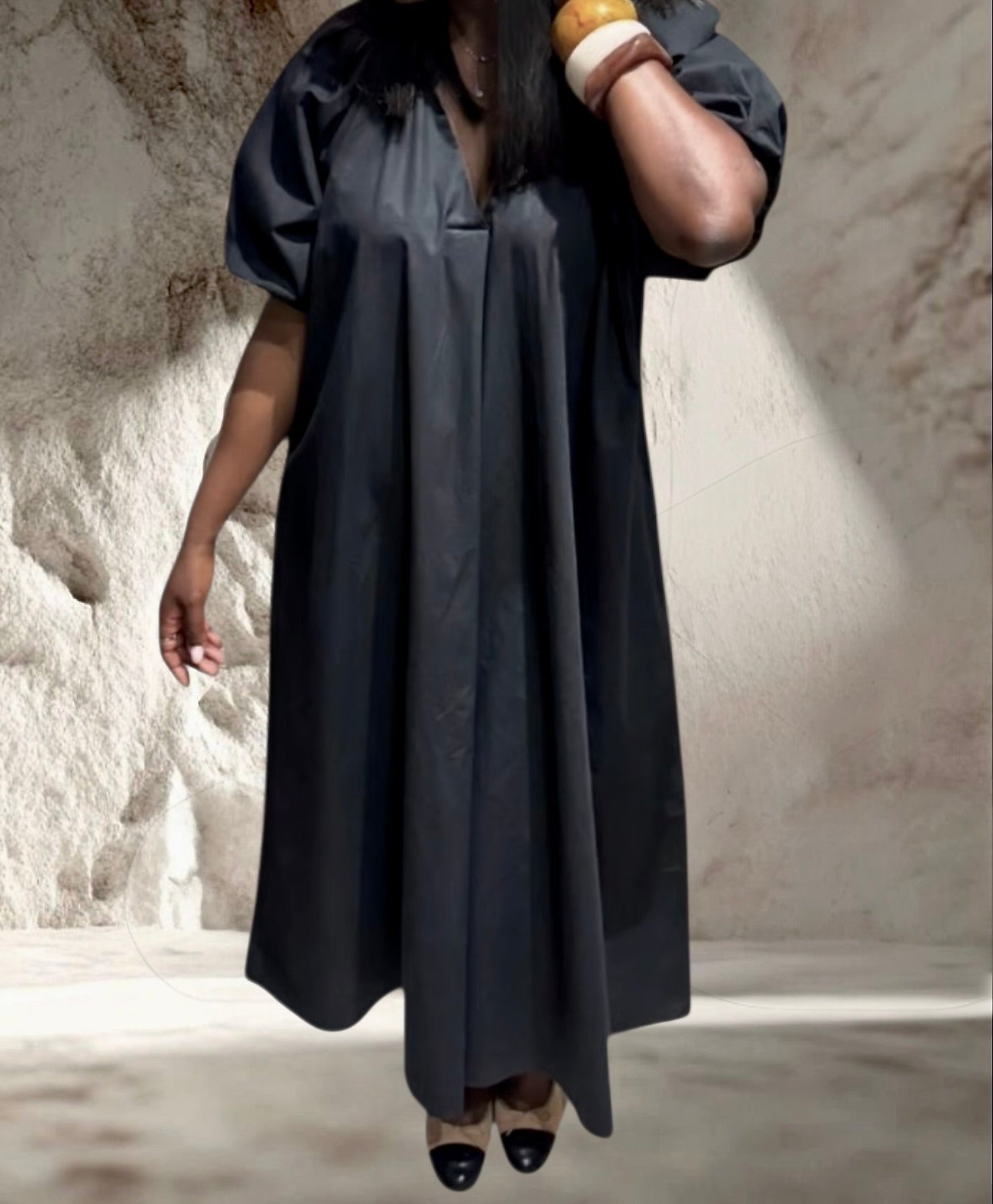 ROBE MANCHE BALLON NOIR