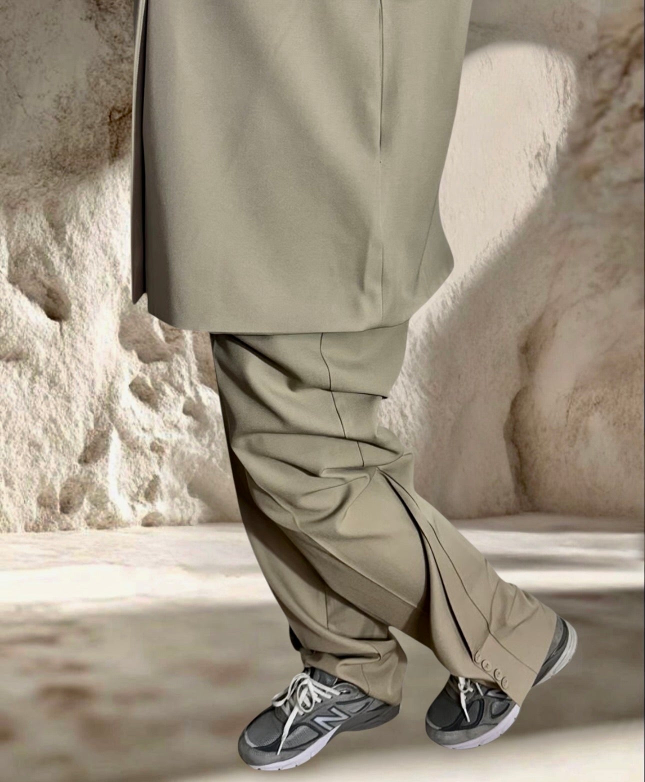 PANTALON BOUTON BAS BEIGE